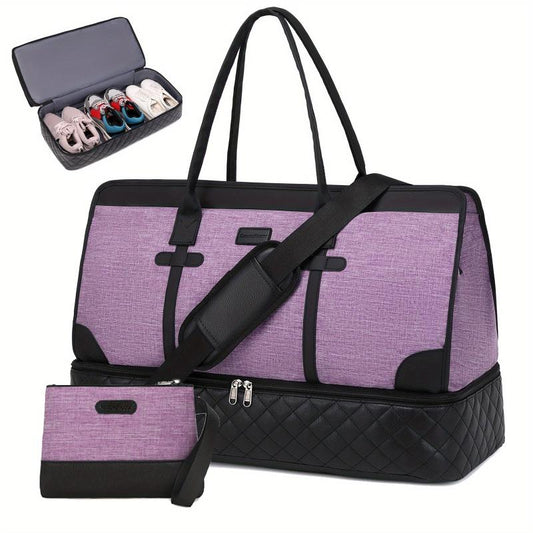 Large Capacity Weekender Duffle Bag With Clutch Purse