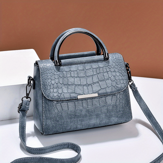 Crocodile Pattern Crossbody Bag With Top Handle