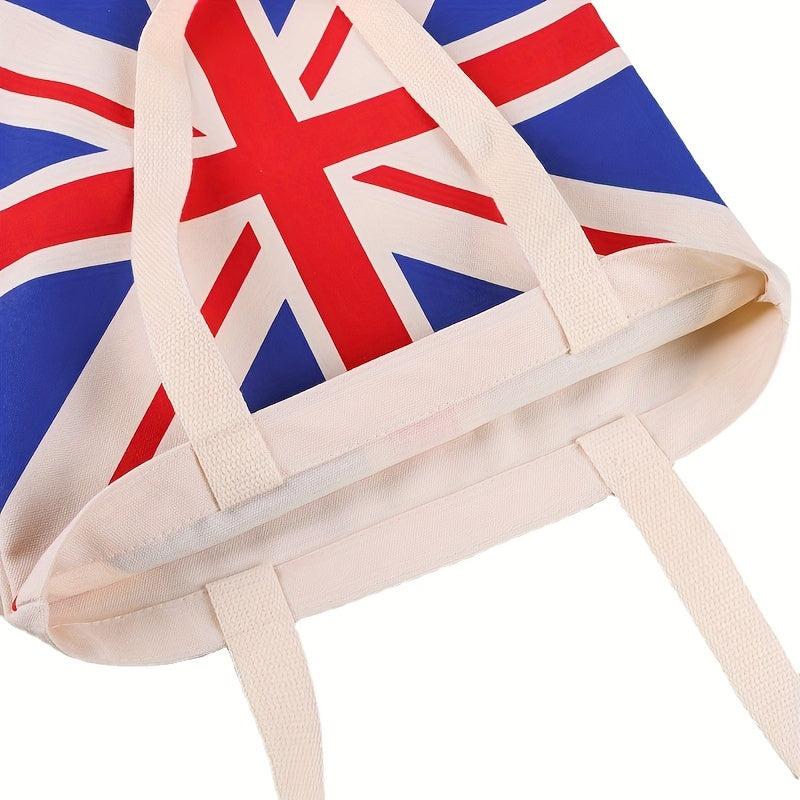 Flag Pattern Shoulder Bag Lightweight Canvas Storage Bag With Fixed Straps