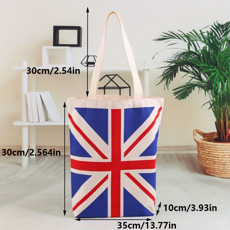 Flag Pattern Shoulder Bag Lightweight Canvas Storage Bag With Fixed Straps