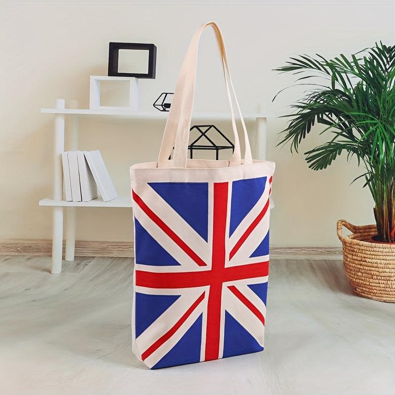 Flag Pattern Shoulder Bag Lightweight Canvas Storage Bag With Fixed Straps
