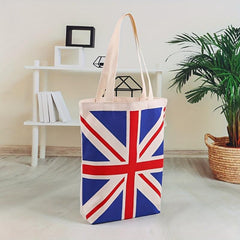 Flag Pattern Shoulder Bag Lightweight Canvas Storage Bag With Fixed Straps