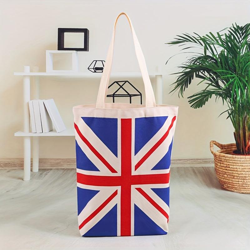 Flag Pattern Shoulder Bag Lightweight Canvas Storage Bag With Fixed Straps