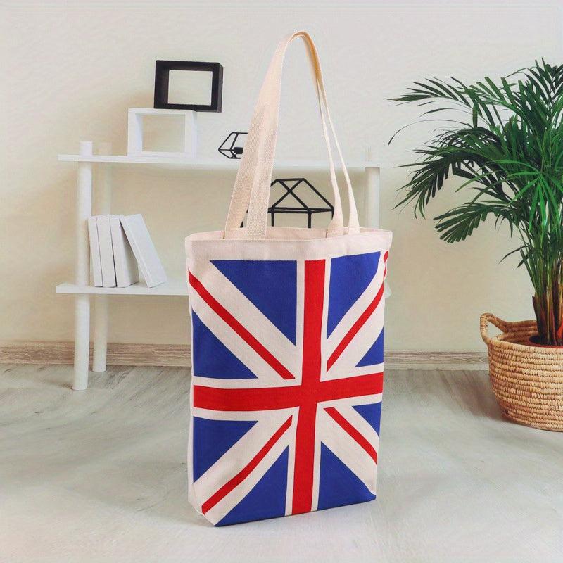 Flag Pattern Shoulder Bag Lightweight Canvas Storage Bag With Fixed Straps