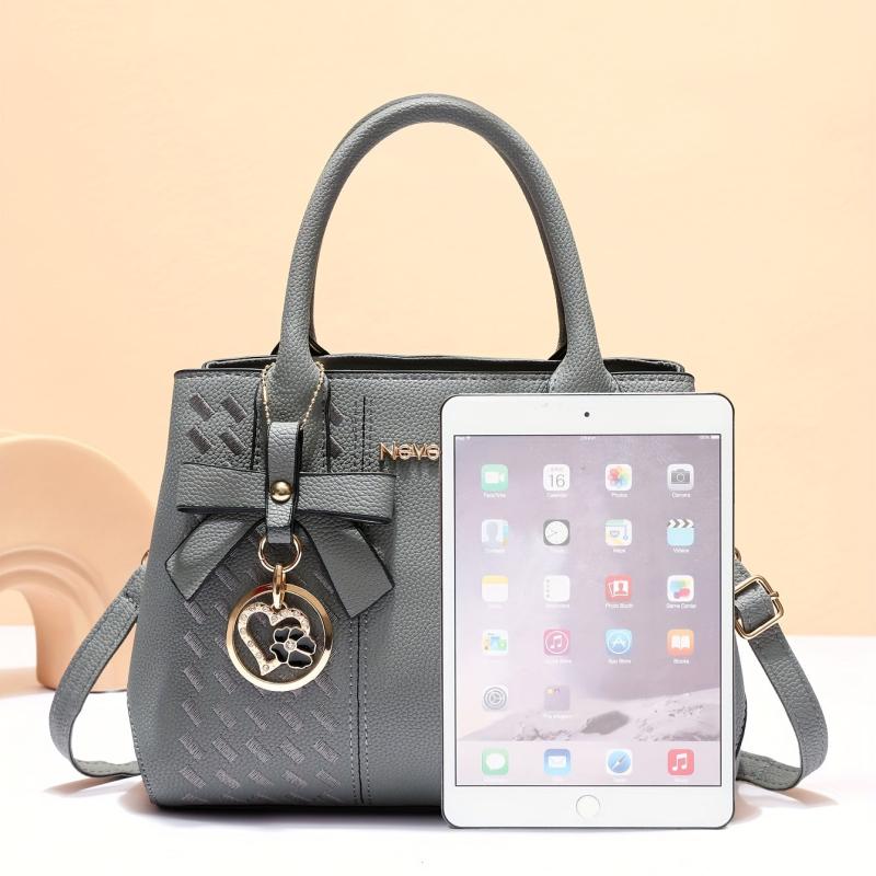 Embro Detail Crossbody Bag PU Leather Purse with Charm
