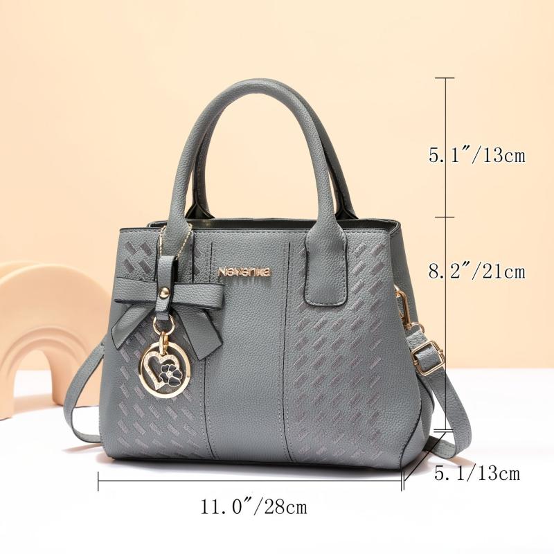 Embro Detail Crossbody Bag PU Leather Purse with Charm