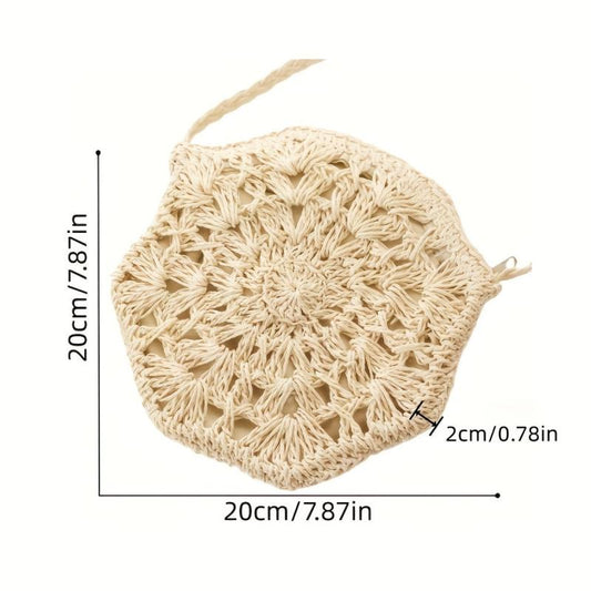 Bohemia Woven Zipper Crossbody Shoulder Bag Purse Beach Bag