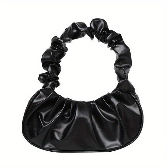 Cloud Ruched Baguette Bag Solid Handbag Underarm Bag