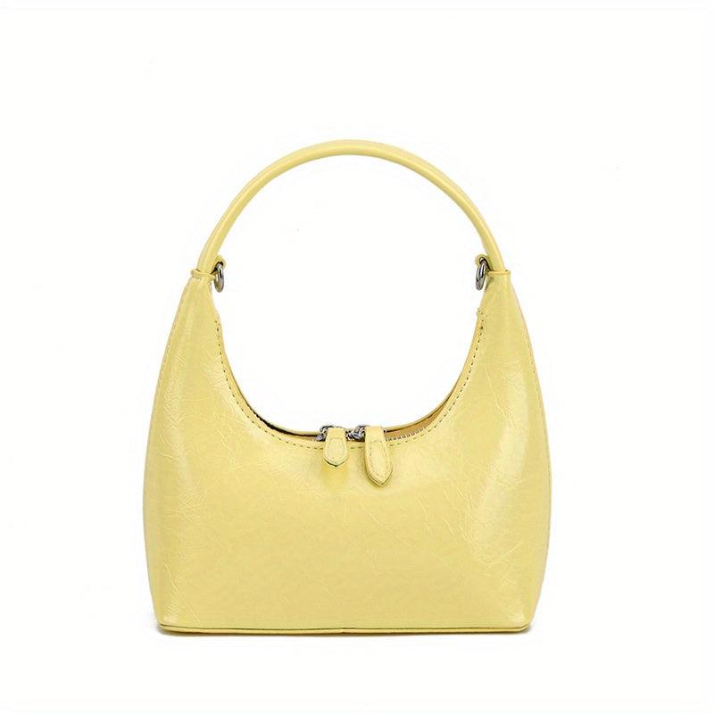 Minimalist Zipper Satchel Bag with Chain Strap