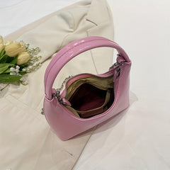 Minimalist Zipper Satchel Bag with Chain Strap