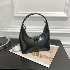 Minimalist Zipper Satchel Bag with Chain Strap