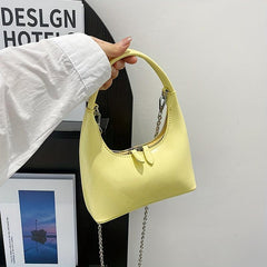Minimalist Zipper Satchel Bag with Chain Strap