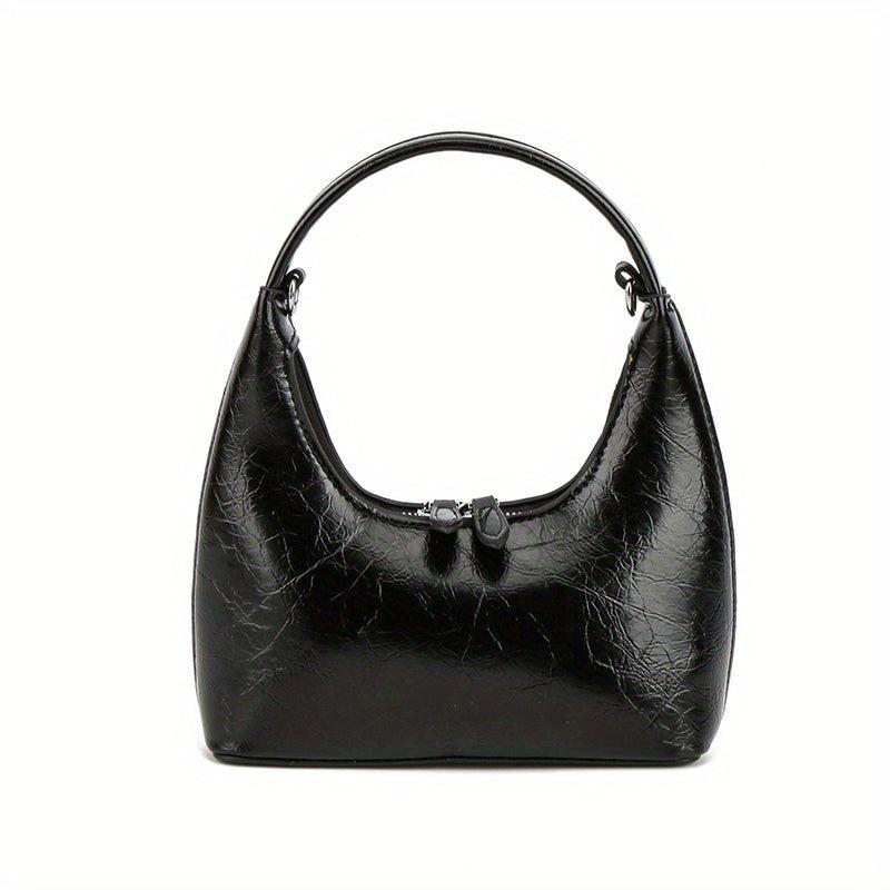 Minimalist Zipper Satchel Bag with Chain Strap