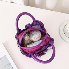 Women's Top Handle Bag With Flow Accessories Zipper Hand Bag