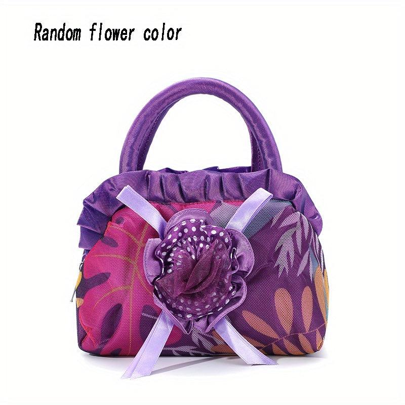 Women's Top Handle Bag With Flow Accessories Zipper Hand Bag