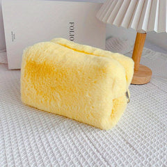 Faux Fur Toiletry Bag Women's Cosmetic Organizer Travel Case