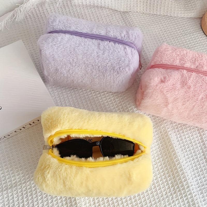 Faux Fur Toiletry Bag Women's Cosmetic Organizer Travel Case