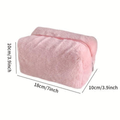 Faux Fur Toiletry Bag Women's Cosmetic Organizer Travel Case