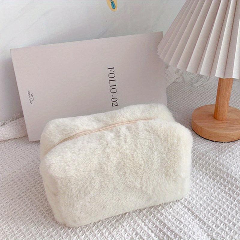 Faux Fur Toiletry Bag Women's Cosmetic Organizer Travel Case