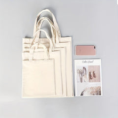 Solid Canvas Tote Bag Large Capacity Shoulder Bag Reusable Shopping Bag