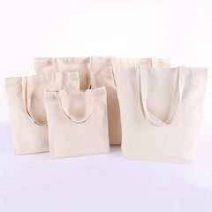 Solid Canvas Tote Bag Large Capacity Shoulder Bag Reusable Shopping Bag