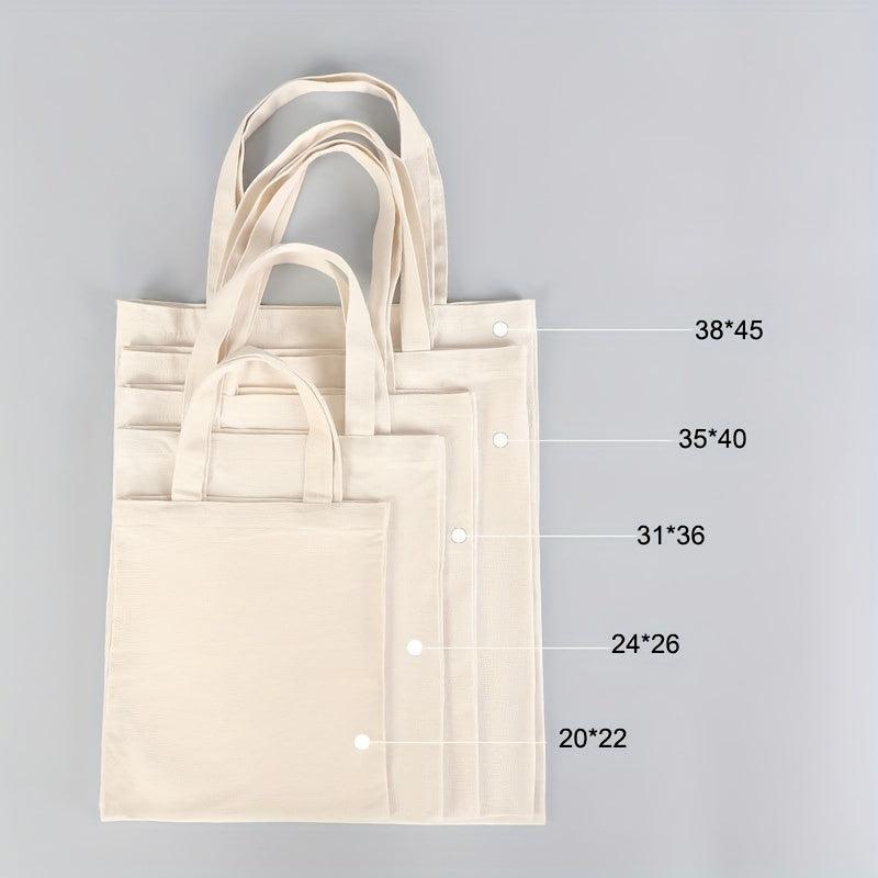 Solid Canvas Tote Bag Large Capacity Shoulder Bag Reusable Shopping Bag