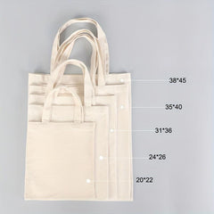 Solid Canvas Tote Bag Large Capacity Shoulder Bag Reusable Shopping Bag