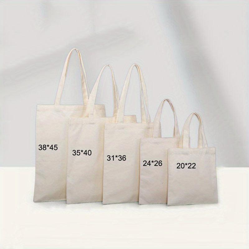 Solid Canvas Tote Bag Large Capacity Shoulder Bag Reusable Shopping Bag