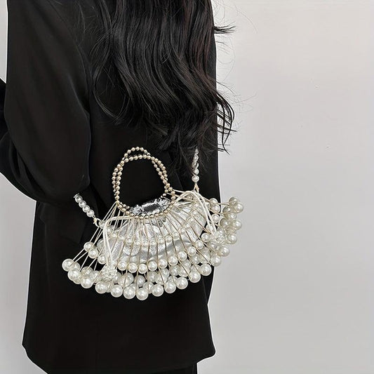 Classic Pearl Clutch Bag Elegant Beaded Evening Bag