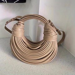 Woven Rope Knot Satchel Bag Solid Handbag All Match Bag
