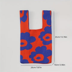 Knitted Flower Woven Handbag Fabric Niche Tote Bag