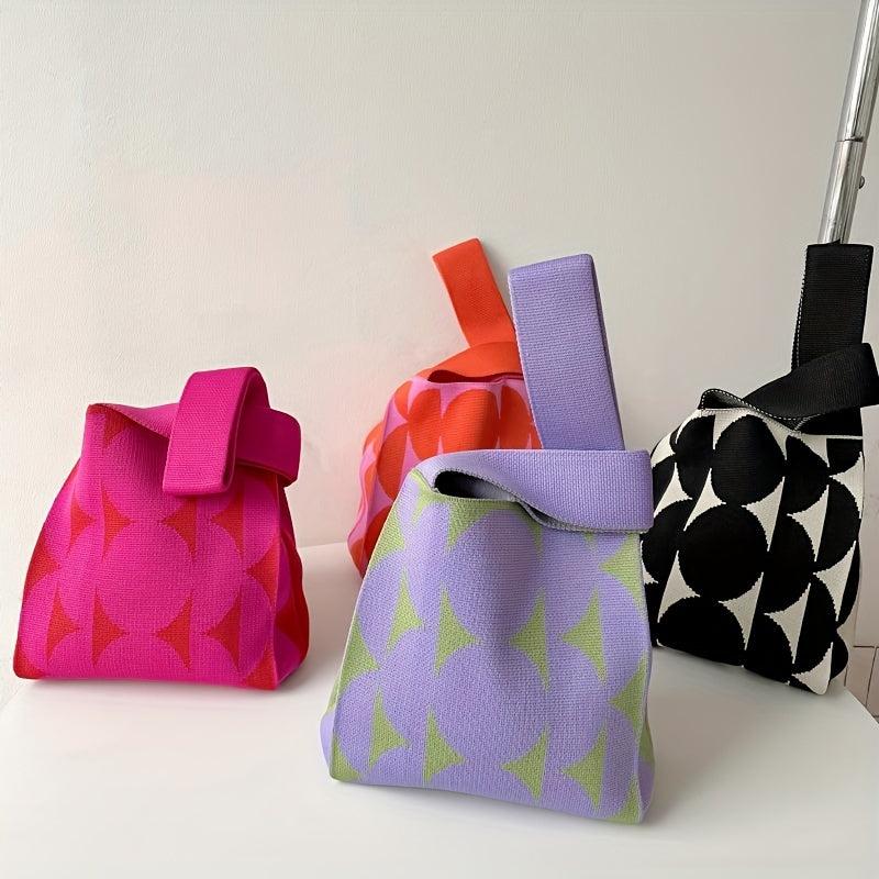 Knitted Flower Woven Handbag Fabric Niche Tote Bag