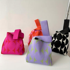 Knitted Flower Woven Handbag Fabric Niche Tote Bag