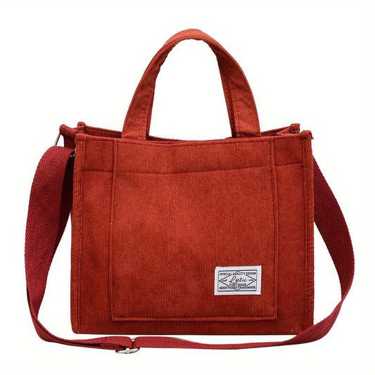 Corduroy Hand Tote Bag - Women's Shoulder Bag - Crossbody Purse