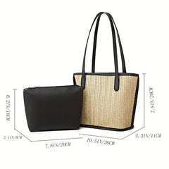 Straw Storage Handbag Lightweight Casual Bag