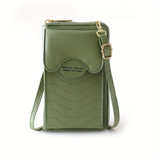 Minimalist Cell Phone Bag Classic PU Leather Coin Purse Women's Crossbody Wallet