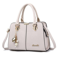Double Handle Women's Zipper Handbag Faux Leather Shoulder Bag