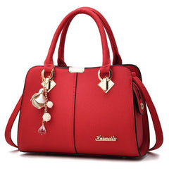 Double Handle Women's Zipper Handbag Faux Leather Shoulder Bag