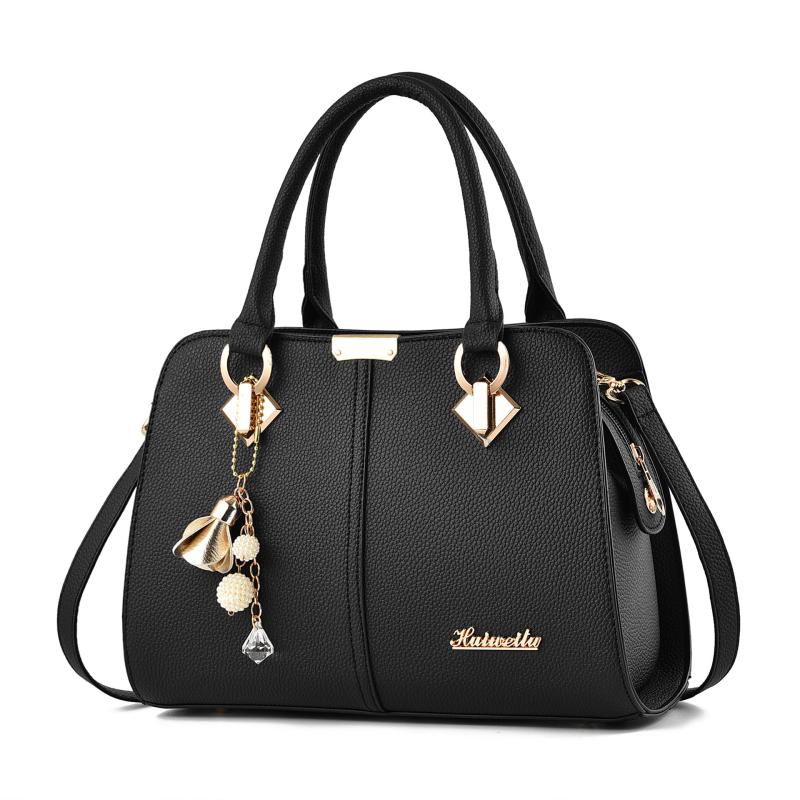 Double Handle Women's Zipper Handbag Faux Leather Shoulder Bag