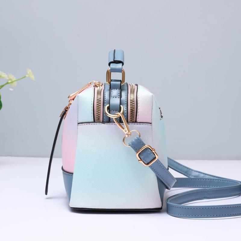 Ombre Square Crossbody Bag Zipper Women's Small PU Leather Purse