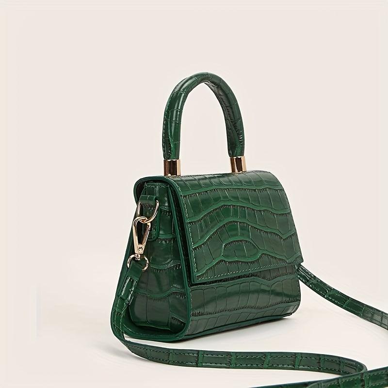 Crocodile Embossed Crossbody Bag Women's Flap Purses