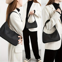 Vintage Nylon Shoulder Bag with Zipper