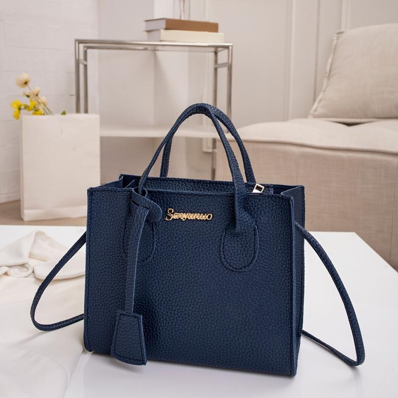 Letter Decor Handbags For Women Litchi Crossbody Bag Satchel Purses