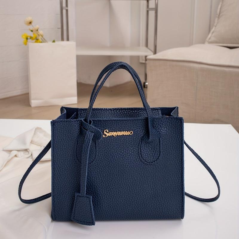 Letter Decor Handbags For Women Litchi Crossbody Bag Satchel Purses