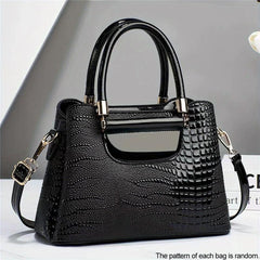 Crocodile Pattern Handbag Women's PU Satchel Purse