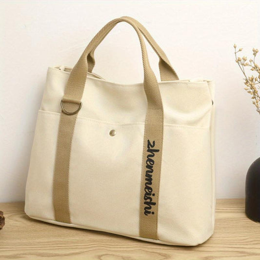 Colorblock Handbag Casual Storage Bag Women's Canvas Bag