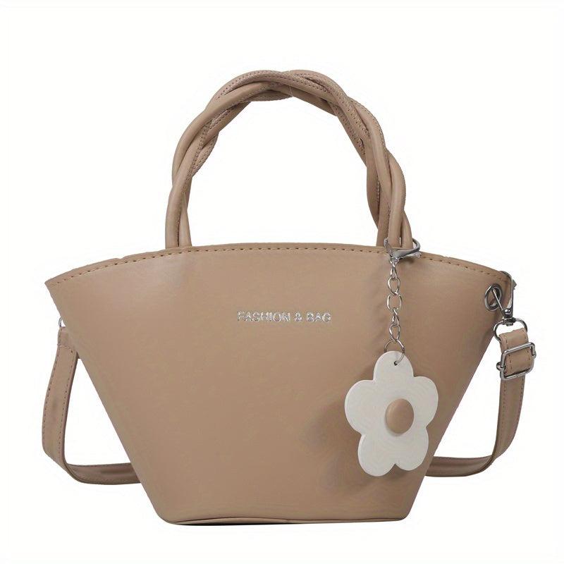 Solid PU Leather Crossbody Bag Zipper Girl's Handbag