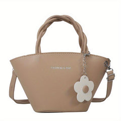 Solid PU Leather Crossbody Bag Zipper Girl's Handbag