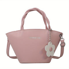 Solid PU Leather Crossbody Bag Zipper Girl's Handbag