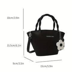Solid PU Leather Crossbody Bag Zipper Girl's Handbag